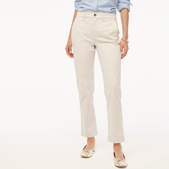 NWT J. Crew High-rise girlfriend chino pant Sz 0 Stone - Picture 1 of 10